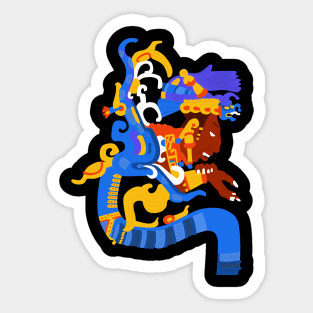 Human head emerging from a snake mouth yaxchilan Sticker
